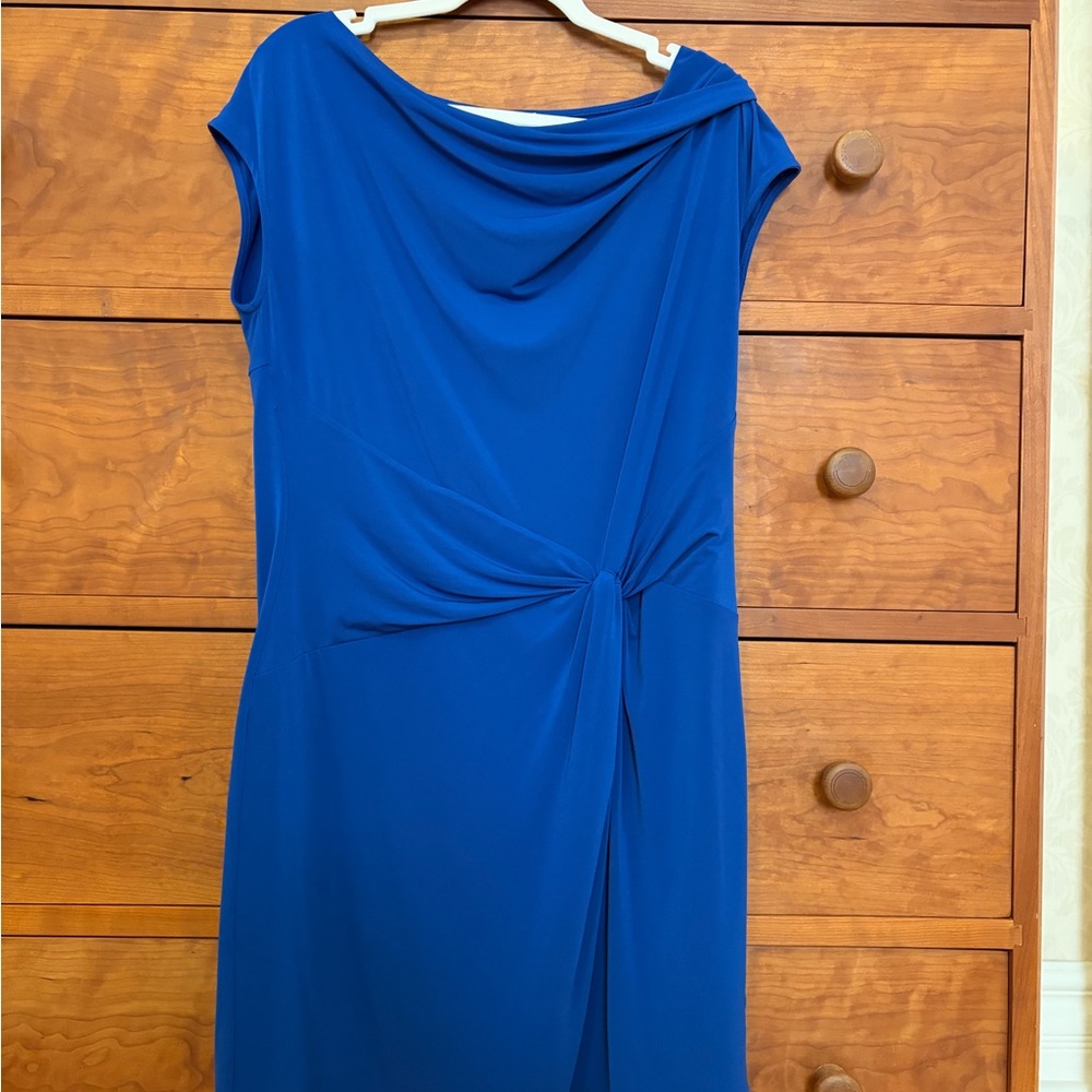 Michael Kors Cowl Neck Midi Dress in Royal Blue